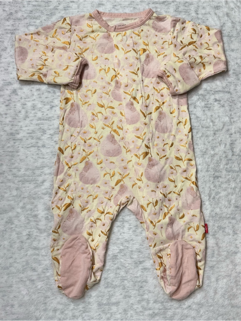 NWOT Magnetic Me Pink Floral Botanical Footie Sleeper 0-3M Baby Modal Blush Gold